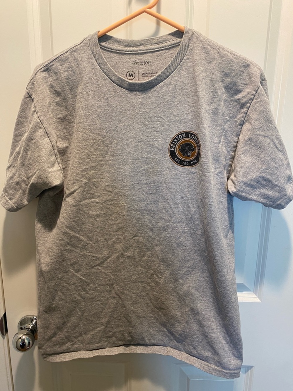 Brixton Heather Gray Short-Sleeve Logo Pocket Tee EUC